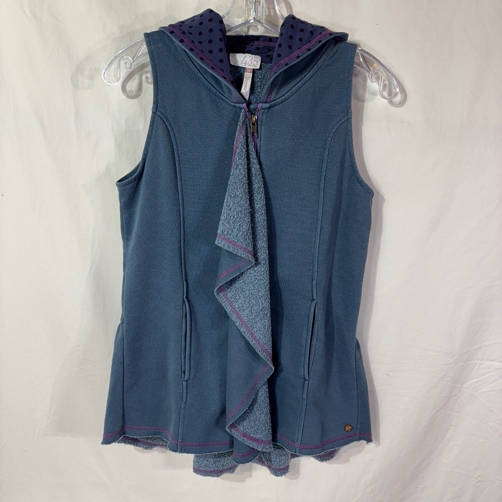 Matilda Jane 435 My Compass Hoodie Vest with Front Ruffle Pockets Blue, 14